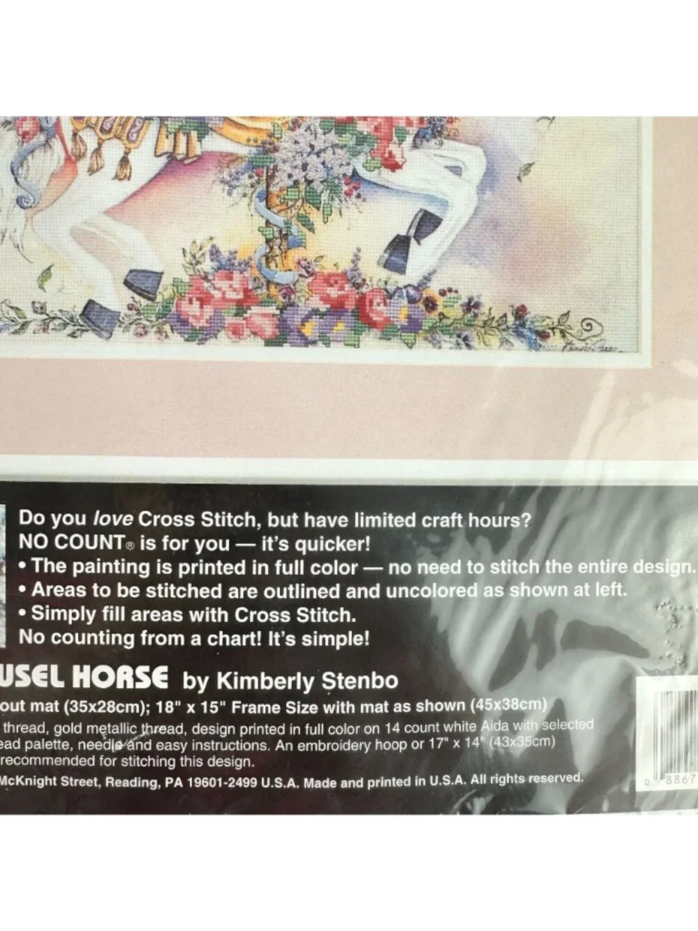 Dimensions No Count Cross Stitch Kit Floral Carousel Horse 3978